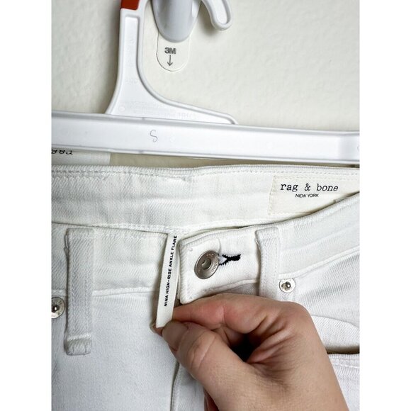 NWT Rag & Bone Nina High-Rise Ankle Flare Womens White Jeans Size 26 Raw Hem - Picture 8 of 15
